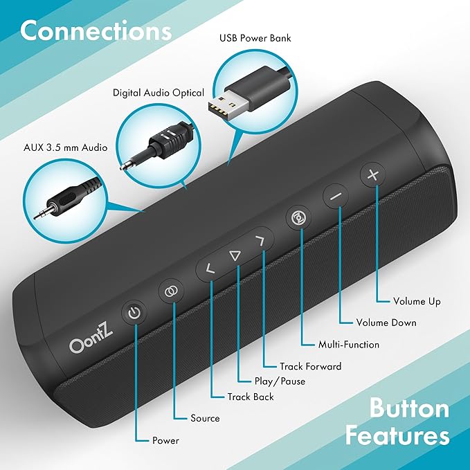 OontZ Angle 3 Pro Soundbar - Wired and Wireless Bluetooth 5.0 Stereo Soundbar for TV, Optical/Aux/Bluetooth Connection, Exceptional Sound & Bass,100ft Wireless Range (Black)