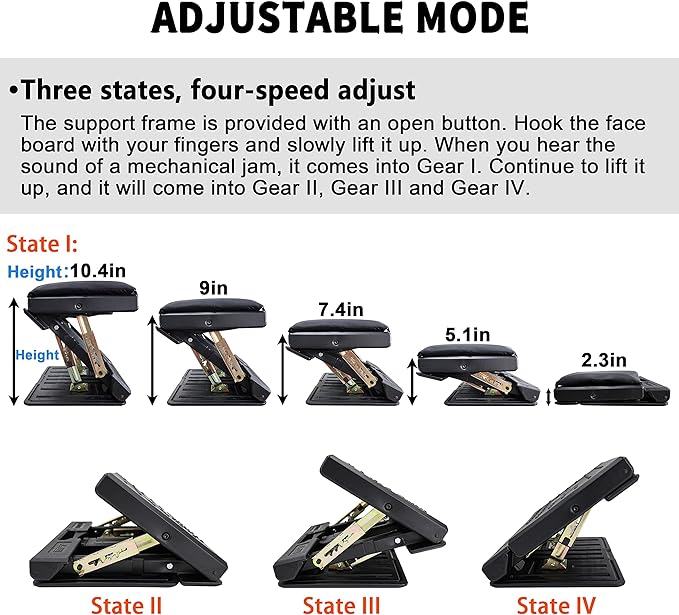 Adjustable Footrest Can Be Adjusted in Multiple Angles and States, Cushion is Detachable, Suitable for Use in Multiple Scenarios Such As Office(Black)