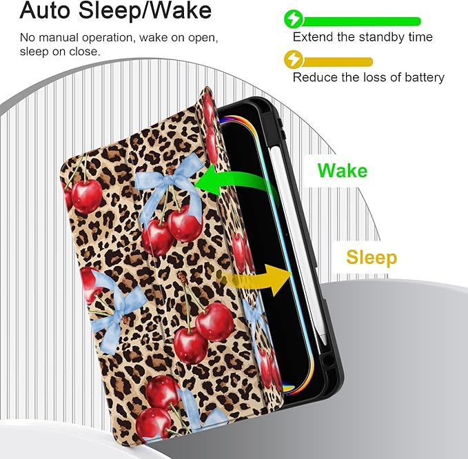 DONGKE Case for iPad Pro 11 inch (M5 2025 / M4 2024, 6th & 5th Generation) – [Built-in Pencil Holder] Ultra Slim PU Leather Trifold Stand Cover with Soft TPU Back, Auto Wake/Sleep, Leopard