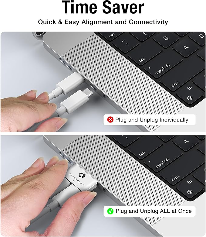 Dual USB‑C Extender for MacBook with Case, 2-Port Pass‑Through Adapter for Thunderbolt 5/4/3 & USB4 – 240W PD, 8K Video, 80Gbps Data - Space Black