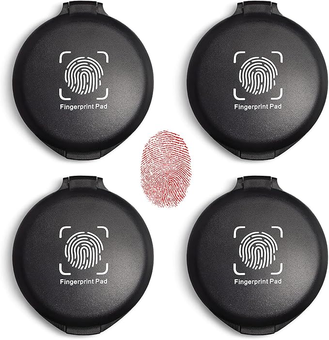 SAYEEC Fingerprint Ink Pad Thumbprint Ink Pad for Office Notary Supplies Identification Security ID Fingerprint Cards Law Enforcement Fingerprint Kit Thumb Print Ink Pad Stamp Pad (Red-4 Pack)