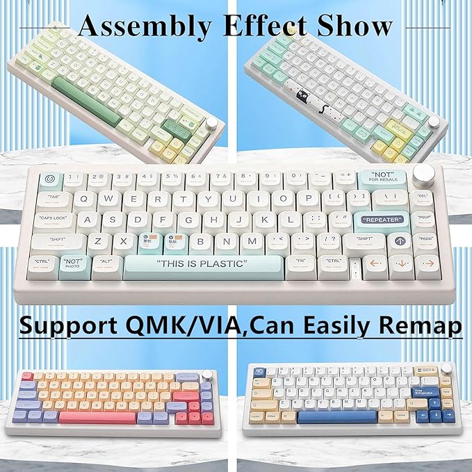 BOYI GMK67Pro Keyboard Barebones Kit,QMK/VIA Programmable BT5.0/2.4G/Type-C Tri-Mode Wireless RGB Gasket Mounted 65% Compact Custom RGB 4000mAh Mechanical Keyboard with Knob DIY Kit(White)