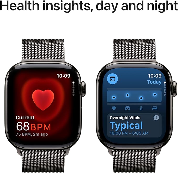 Apple Watch Series 10 [GPS + Cellular 42mm case] Smartwatch with Slate Titanium Case with Slate Milanese Loop. Fitness Tracker, ECG App, Always-On Retina Display, Carbon Neutral