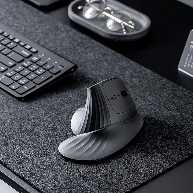 SANWA Wireless Ergonomic Mouse for Large Hands, Silent Click Vertical Mice with Removable Wrist Rest, 1000-4000 DPI, 3-Device (2.4G + 2 Bluetooth 5.4), Compatible with Mac, Windows, Laptop, PC, Black