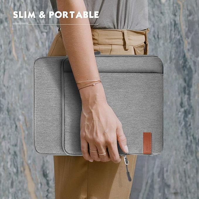 MoKo 9-11 Inch Tablet Sleeve Bag Carrying Case with Storage Pockets Fits New 11-inch iPad Air M4 2026/iPad Pro M5, iPad Pro/A16 11, iPad Air 5/4th 10.9, iPad 9/8th 10.2, Tab S8/S9 11, Light Gray