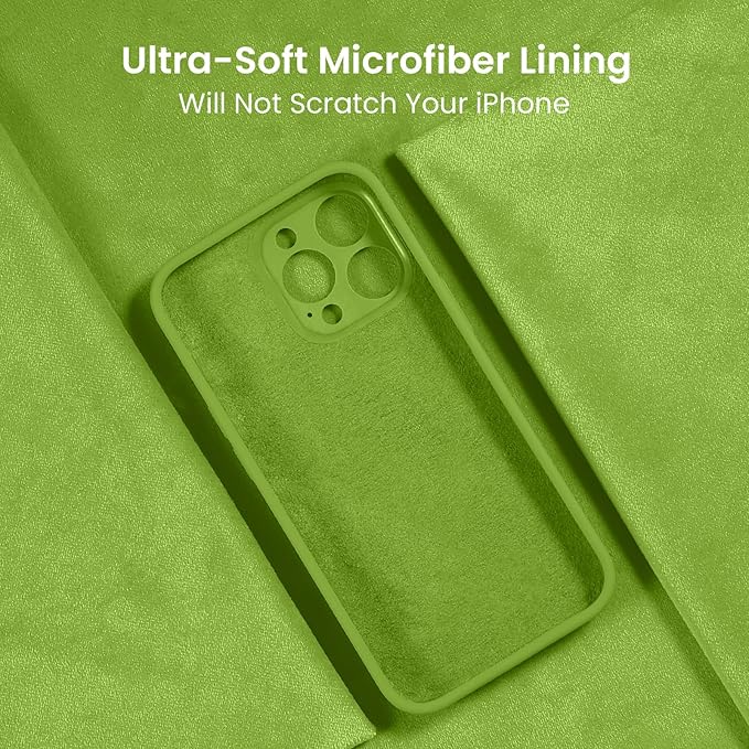 FireNova Designed for iPhone 15 Pro Case, Silicone Upgraded [Camera Protection] Phone Case, Soft Anti-Scratch Microfiber Lining Inside, 6.1 inch, Sprout Green