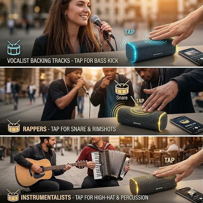 Bass Boosted Bluetooth Bike Speaker, IPX7 Waterproof Portable Wireless Outdoor Speaker, 25-Hour Playtime, LED Lights, TWS Pairing for Pool, Beach, Shower, Gifts (Black)