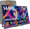 InnoView 16" Portable Monitor 144Hz Portable Gaming Monitor with Protective Sleeve, 1200P FHD External Monitor, Lightweight, Extra Second Screen for Laptop, PS5, Mac, Xbox (Not Includes Adapter)