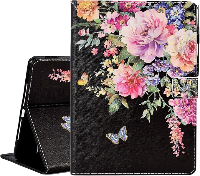 for iPad 9.7 Inch Case iPad 6th/5th Generation Case 2018 2017, PU Leather Folio Stand Cute Cover for iPad 9.7 inch/iPad Pro 9.7/iPad Air 2/iPad Air 1, Auto Sleep/Wake, Flowers