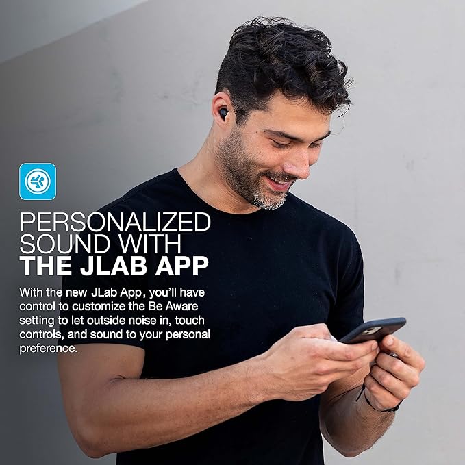 JLab JBuds Mini True Wireless Bluetooth Earbuds + Charging Case, Charcoal Black, IP55 Sweat and Dust Proof, Bluetooth Multipoint, Be Aware Audio, 3 EQ Sound Settings, Crystal Clear Calls