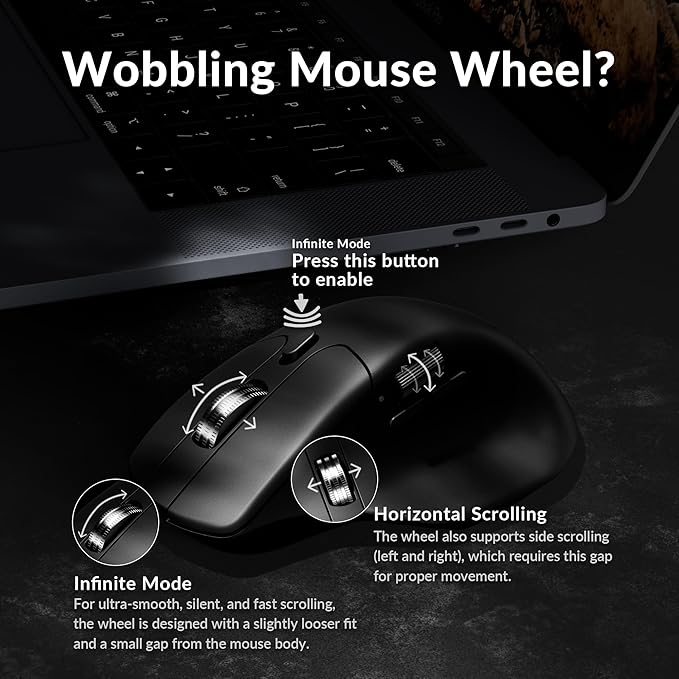 Keychron M6 Silent Wireless Gaming Mouse, 1000Hz, Bluetooth 5.3/2.4GHz/Wired, PixArt 3395 Sensor (26K DPI), 86g, On-Board Memory Profiles for Plug & Play, Programmable for Mac/Windows/Linux – Black