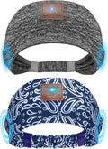 2-Pack Sleeping Headphones, Headband Headphones with Ultra-Thin HD Stereo Speaker, Bluetooth Headband for Sports, Workouts, Insomnia, Yoga, Air Travel, Meditation - Gray&Pattern Blue