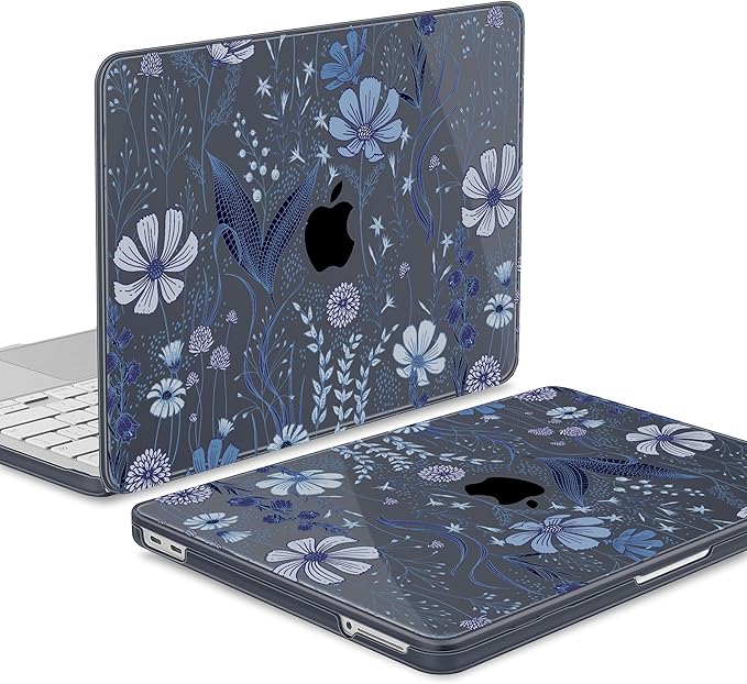 Tuiklol for 2026 MacBook Neo 13 Inch A18 Pro Chip Case, (Model A3404) Anti-Scratch Anti-Drop Slim Hard PC Shell Case with Shockproof Protective MacBook Neo Laptop Cover, Blue Line Floral