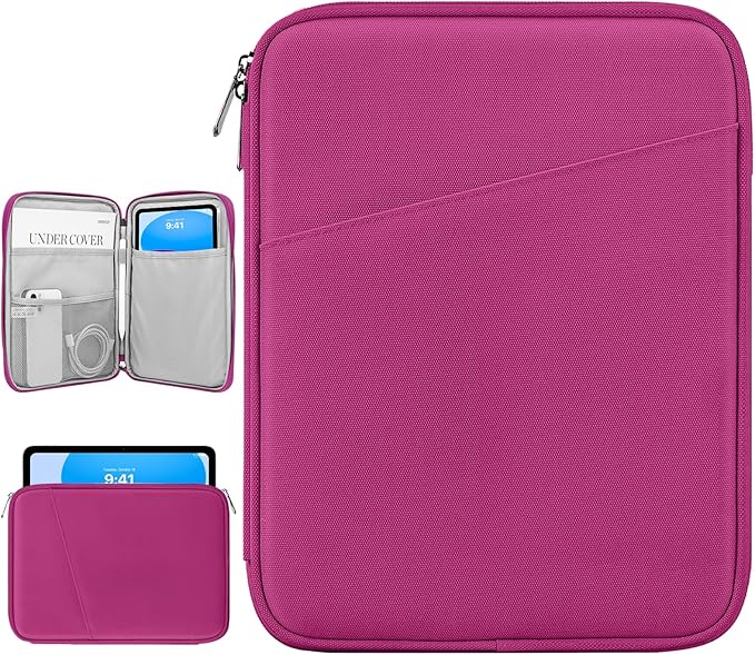 Dadanism 9-11" Tablet Sleeve Bag Carrying Case for iPad (A16) 11th Gen 11", iPad 10th Gen 10.9" Air 5/4, iPad Air M4/Pro 11", iPad 9/8/7th, Galaxy Tab A11+ Plus 11", Remarkable 2 10.3", Fuchsia