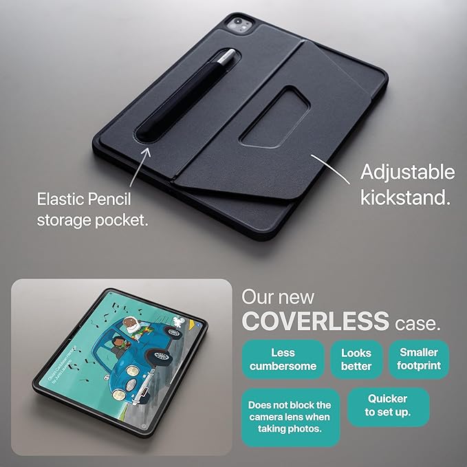 TineeOwl for iPad Pro 11-inch Case (M5/M4) 2025/2024, Adjustable Kickstand Magnetic Cover - Infinite Viewing Angles, Portrait/Landscape Stand, Apple Pencil Charging, Dove Series (Black)