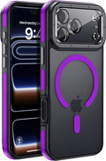 Strong Magnetic for iPhone 17 Pro case with camera lens protector [10Ft Military-Grade Protection] Compatible with fit MagSafe Shockproof Slim Thin Cover case for iPhone 17 Pro 6.3 inch, Purple