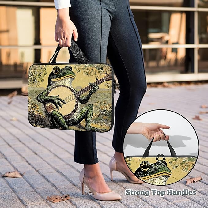 Universal Tablet Laptop Sleeve Case 10 inch, Music Frog Slim Carrying Case Travel Laptop Bag Durable Handbag for 7 to 10-inch Laptops/Notebook/Kids Tablet/ipad/eBook Readers