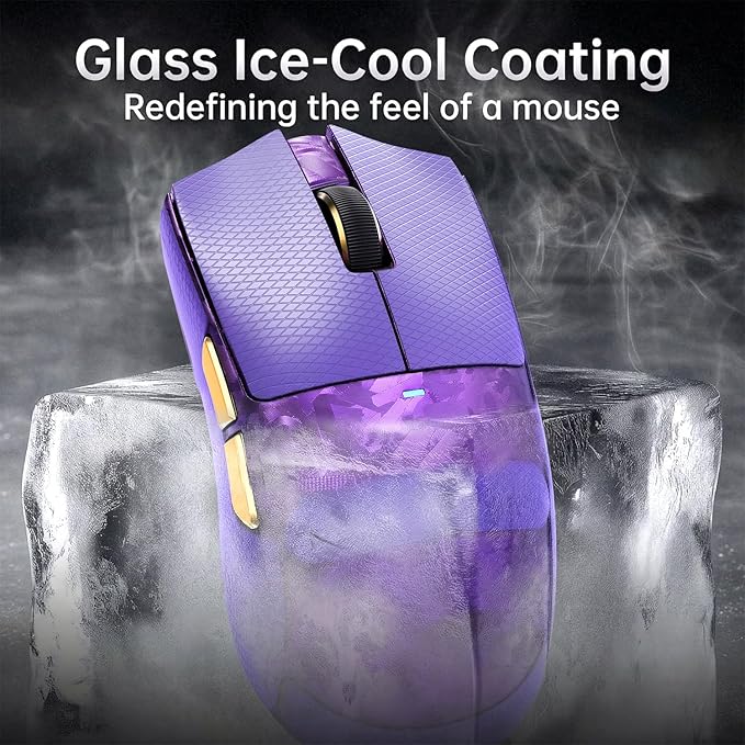 ATTACK SHARK X11Ultra 8K Carbon Fiber Wireless Gaming Mouse with 42000 DPI-PAW3950 MAX Sensor-63g Lightweight,Nordic 54L15 MCU Chip,Wired/BT/2.4Ghz,100 Million Clicks,Programmable for FPS(Purple+Tape)