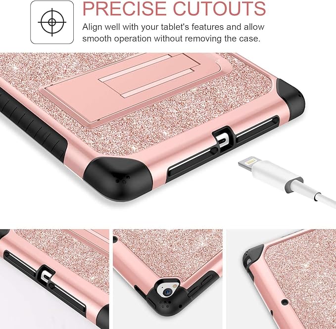 YINLAI Case for iPad 6th/5th Generation, iPad 9.7 Case Glitter Women Girls Hybrid Shockproof Protective Cover with Kickstand iPad 9.7-Inch iPad Air 2nd A1893/A1954/A1822/A1823,Rose Gold