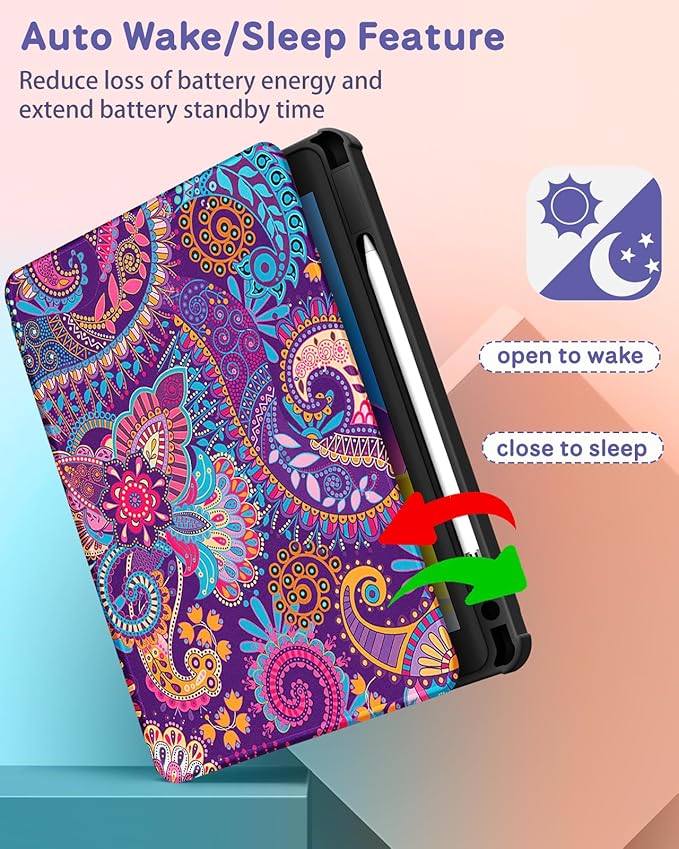Uppuppy for iPad Pro 12.9 Case Folio Cover with Pencil Holder Women Cute Girls Girly Aesthetic Pretty Kawaii Unique Colorful Rotating Stand for Apple iPad Pro 12.9 Inch Cases 2022/2021/2020/2018
