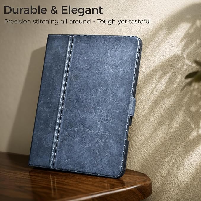 Slim Case for iPad Pro 11 Inch M5/M4 (2025/2024) A3357/A3358/A2836/A2837 with Pencil Holder,Lightweight Cover,Magnetic Closure,Multi Angle Stand,Typing Angle,Auto Sleep/Wake,Blue
