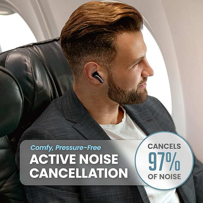 FirstClass - True Wireless Earbuds Noise Cancelling, Bluetooth 5.4 Ear Buds Wireless Bluetooth Earbuds Noise Cancelling Earpods, iPhone and Android Active Earphones with ANC Sound Canceling Headphones