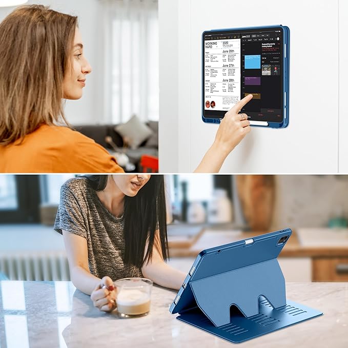 VIKESI Case for iPad Pro 12.9 6th / 5th / 4th / 3rd Generation Case 2022/2021/2020/2018,Multiple Angles Magnetic Stand Cover,Shockproof Soft Back,Pencil Holder,and Auto Sleep/Wake,Navy Blue