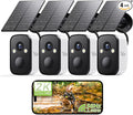 2K 5G Security Cameras Wireless Outdoor, 4-Pack Solar-Powered Camera for Home with Full Color Night Vision, PIR Detection, IP66/Alexa/2 Way Talk, No Subscription, 5G/2.4GHz WiFi
