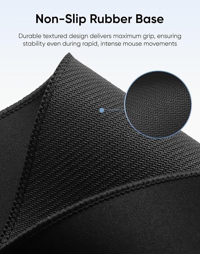 Reniteco Large Gaming Mouse Pad with Durable Stitched Edges, Non-Slip Rubber Base, Big Computer Keyboard Mouse Mat Desk Pad for Home Office Gaming Work, 27.6''x11.8''x0.12'', Black