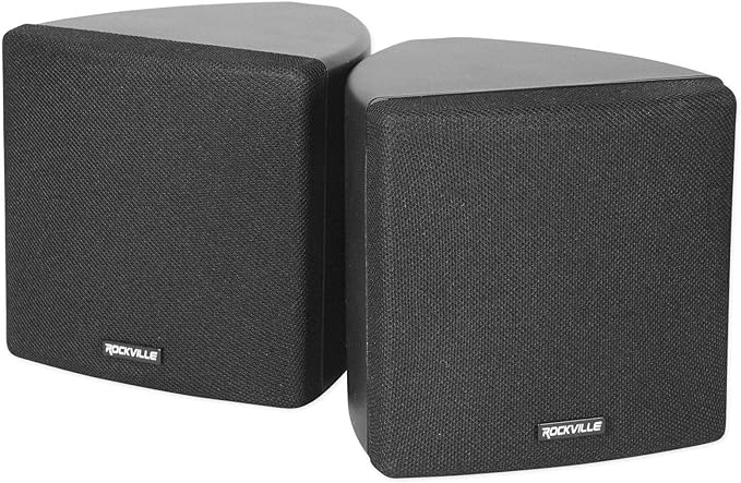 Rockville Pair Cube Black 30W RMS 3.5" Home Theater Wall Speakers, 8 Ohm, 360-Degree Swivel Brackets, True 2-Way Audio, Compact Design, for Home Theater and Surround Sound