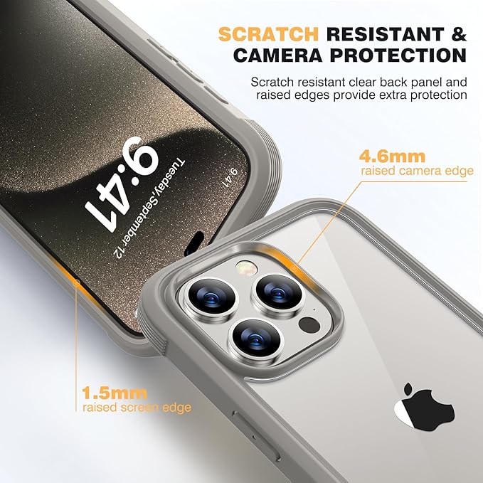 Diaclara Magnetic Designed for iPhone 15 Pro Max Case Full Body Bumper,[Compatible with MagSafe] Military Drop Proof Cover with Built-in Touch Sensitive Anti-Scratch Screen Protector,Grey Titanium