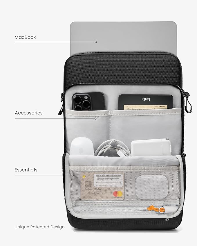 tomtoc 360 Protective Laptop Sleeve Designed for 2026 15-inch MacBook Air M5/A3448, M4/A3241, M3/A3114 M2/A2941, 15'' Surface Laptop AI PC/6, Water-Resistant Well-Organized Accessory Sleeve Case