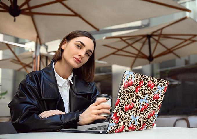 DONGKE Compatible with M5 MacBook Air 15 inch Case 2026 2025-2023 A3448 A3241 A3114 A2941 M4 M3 M2 Liquid Retina Display Touch ID, Protective Hard Shell Cover & Keyboard Skin - Leopard Cherry