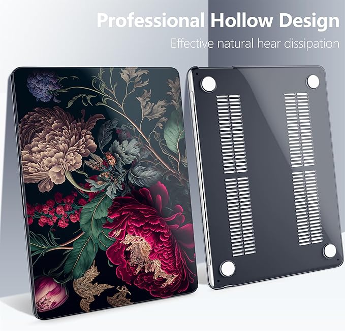 Batianda Premium Case for New MacBook Air 15 inch with M5 M4 M3 M2 Chip 2026 2025 2024 2023 Release, Designed Ultra-Slim Hardshell & Keyboard Cover & Screen Protector 4-in-1 Bundle, Vintage Flower