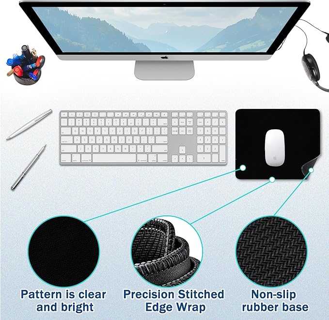 Mouse Pad for Gaming & Office - (11.8"×9.8") Small Desk Mat with Smooth Surface and Stylish Design for PC, Home Office Decor and Work