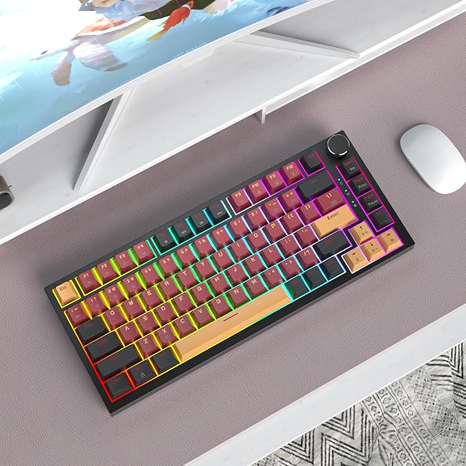 75% Gasket Mount Mechanical Keyboard - Wired, Custom Hot Swappable, RGB Backlit TKL Keyboard for PC & Laptop Gamers (Red Samurai)