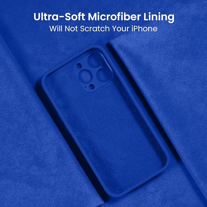 FireNova Designed for iPhone 15 Pro Case, Silicone Upgraded [Camera Protection] Phone Case, Soft Anti-Scratch Microfiber Lining Inside, 6.1 inch, Klein Blue