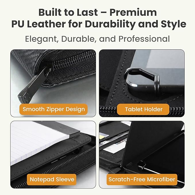 Universal Padfolio Case – Tablet Portfolio Organizer with Notepad Holder – Compatible with iPad 10th 11th Gen, iPad Pro 11, iPad 7 8 9 10.2 10.9 and 9.7 inches