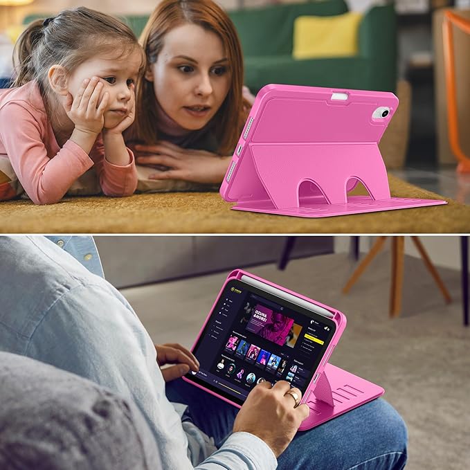 VIKESI Case for iPad mini 7 (A17 Pro) and iPad mini 6,Multiple Angles Magnetic Stand Cover,Shockproof Soft Back,Pencil Holder,and Auto Sleep/Wake,Rose