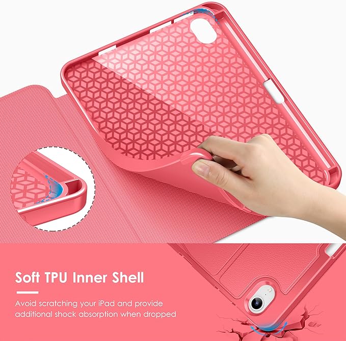 VIKESI Case for iPad mini 7 (A17 Pro) and iPad mini 6,Multiple Angles Magnetic Stand Cover,Shockproof Soft Back,Pencil Holder,and Auto Sleep/Wake,Red