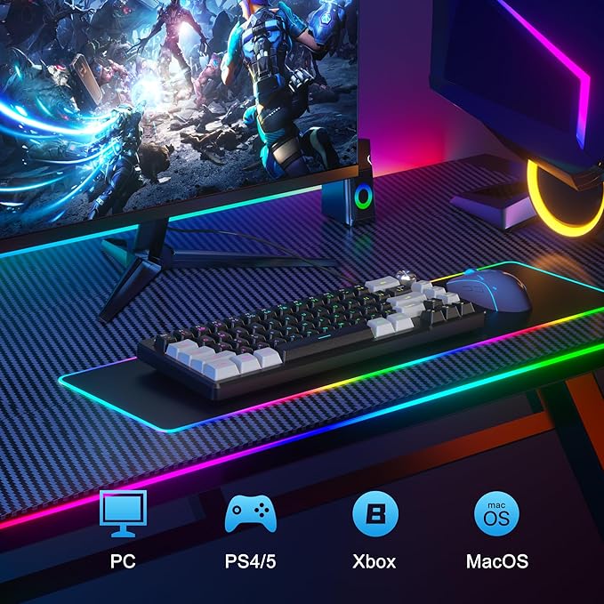 MageGee Mini 60% Gaming Keyboard, RGB Backlit 68 Key Ultra-Compact Keyboard, TS68 Ergonomic Waterproof Mechanical Feeling Office Computer Keyboards for PC, MAC, PS4, Xbox ONE Gamer