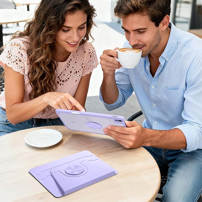 Wenlaty for iPad Air 11 inch Case (M4/M3/M2) & Air 5th/4th Generation Case 10.9 inch,for iPad Pro 11 inch 4/3/2/1 Gen,360° Rotating, Detachable Magnetic Back, Pencil Holder, Auto Sleep/Wake,Lavender
