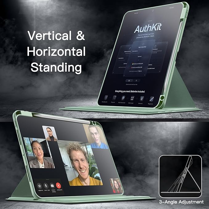 JETech Rotating Case ONLY for iPad Pro 11-Inch M5/M4 2025/2024 (6th/5th Generation) with Pencil Holder, 360 Degree Rotation Protective Stand Cover Clear Back, Auto Wake/Sleep (Mint)