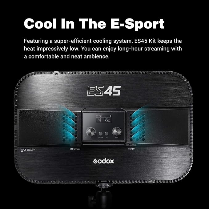 Godox ES45 Key Light,LED Video Light with Extendable Desk Stand,2.4G Wireless Control,0-100% Brightness & 2800-6500K Color Temperature,E-Sports LED Light Kit for Streaming,Zoom Calls, YouTube,Tiktok