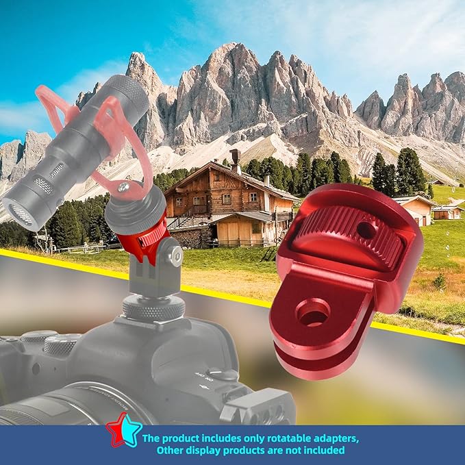 Camera Tripod Mount for Gopro Adapter, 360° Adjustment 1/4-20 Screw Conversion Adapter for GoPro Hero10, Insta360 ONE X3, X2, Go 2, Xiaomi Yi and Other Action Cameras (red)