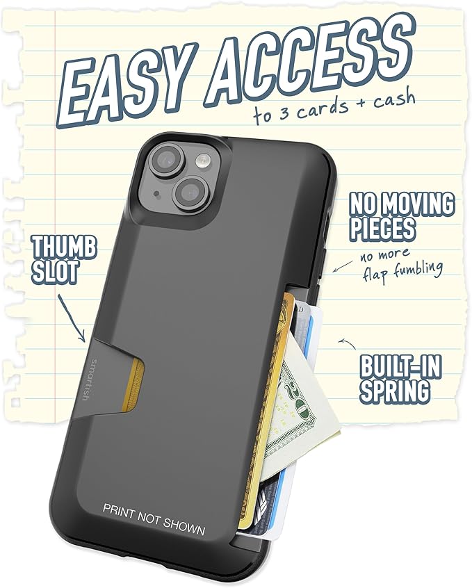 Smartish® iPhone 15 Plus Wallet Case - Wallet Slayer Vol. 1 [Slim + Protective] Credit Card Holder - Drop Tested Hidden Credit Card Slot Cover for Apple iPhone 15 Plus - Custom Prints