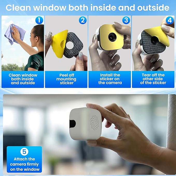 vebiliki 【2 Pack】 Window Cameras with 32GB SD Cards, 2K 3MP Indoor Cameras for Home Security, AI Starlight Color Night Vision, Easy Install & Use, 24/7 Recording, Support 5GHz & 2.4GHz WiFi