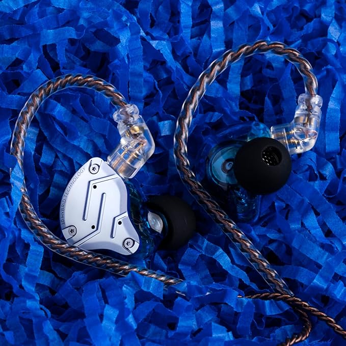 Linsoul KZ ZS10 Pro, 4BA+1DD 5 Driver in Ear Monitor, HiFi Wired Earbuds, Gaming Earbuds, Hybrid IEM Earphones with Stainless Steel Faceplate, Detachable Cable for Musician (Without Mic, Blue)