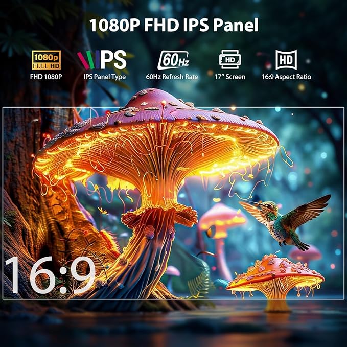 15.6'' Laptop Triple Screen Extender One Cable Connection, 1080P FHD IPS Portable Dual Monitor with Speaker, Ultra-Slim Travel Monitor for 13-17.3" Laptops, Compatible with MacOS, Windows, Android