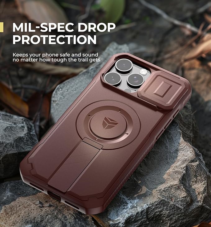 Dexnor for iPhone 16 Pro Max Case with Slide Camera Cover & Adjustable Kickstand, Magnetic Rugged Shockproof Bumper Cases Heavy-Duty Magnetic Protective Cover,Maroon Red